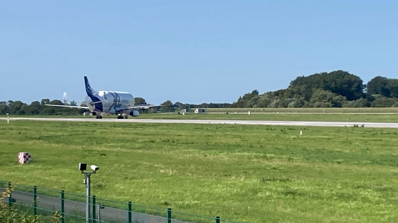 Airbus Beluga XL landing at Hamburg Finkenwerder Airport (XFW)