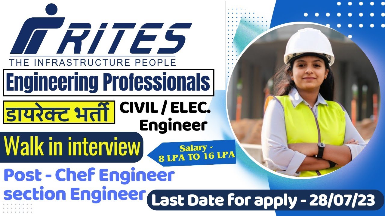 RITES Engineering Professionals Direct Recruitment, Civil Engineers Walk in Interview, All Datails