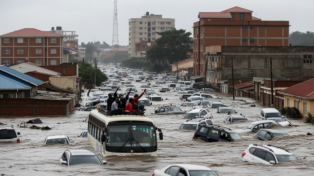 Massive Chaos in Kenya Today! Giant Flash Flooding Swept Away Many Homes, Cars in Nairobi