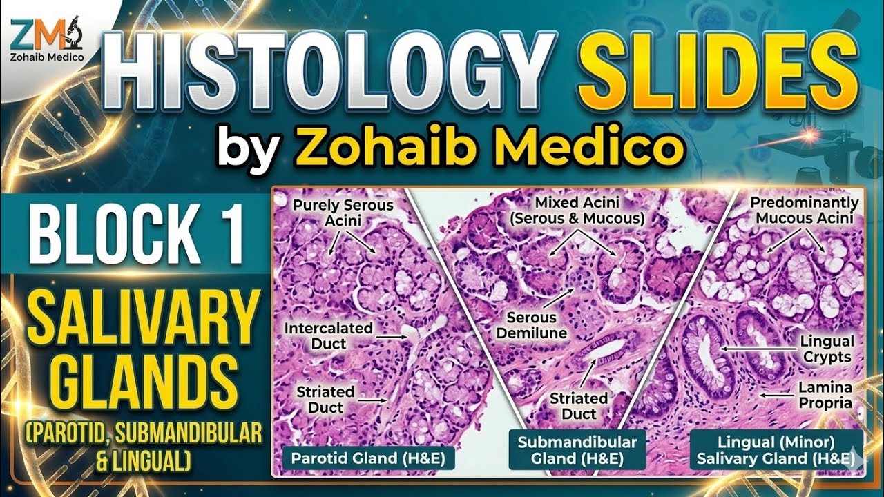 Salivary glands | Histology | Parotid, Submandibular and Sublingual glands | Head and neck module