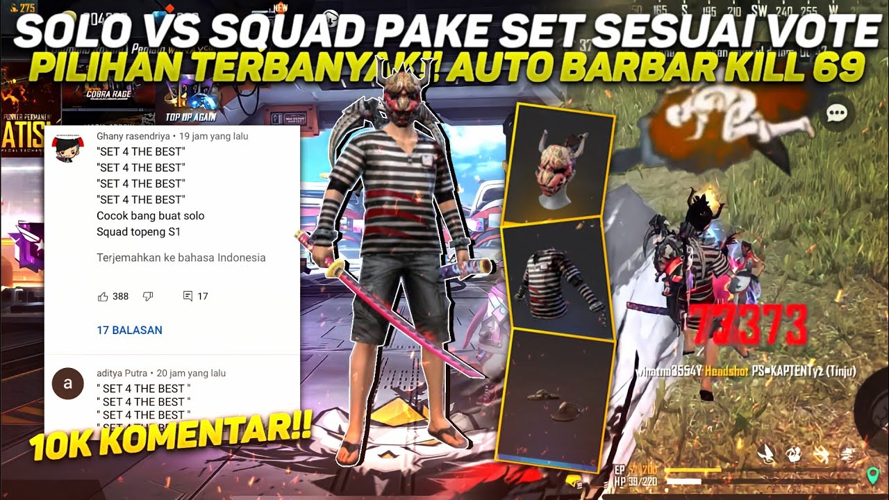 GZ SOLO VS SQUAD PAKE SET SESUAI VOTE PILIHAN TERBANYAK!! AUTO BARBAR KILL 69 😱