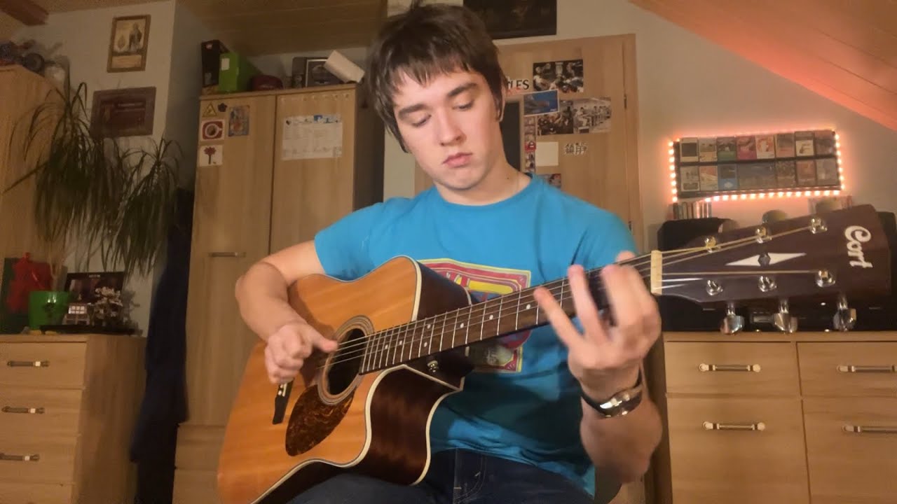 Practising The Easier Part Of Sultans Of Swing On Acoustic Guitar