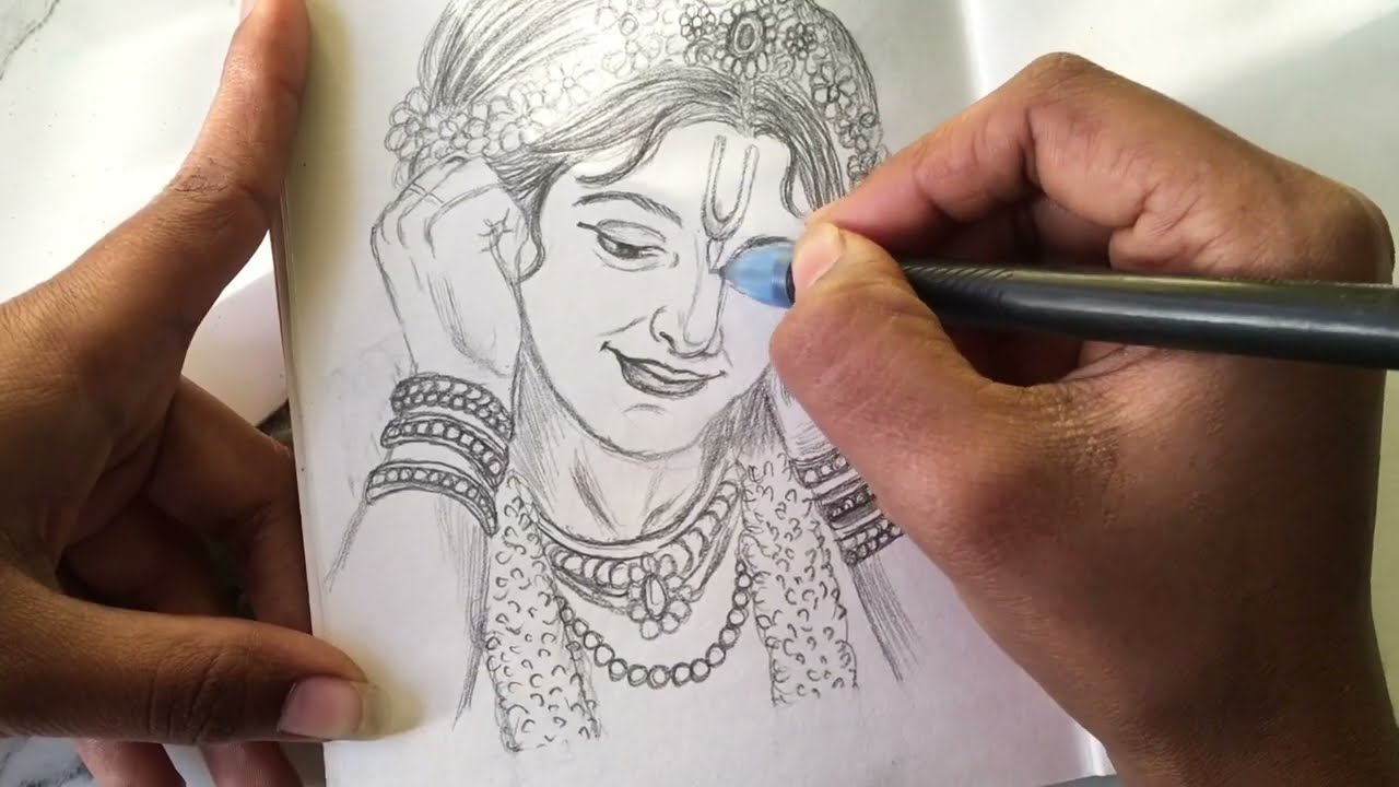 Cute radha krishna drawing 🤌❤️ Mahalakshmi arts #tamil #art #radhakrishna 
