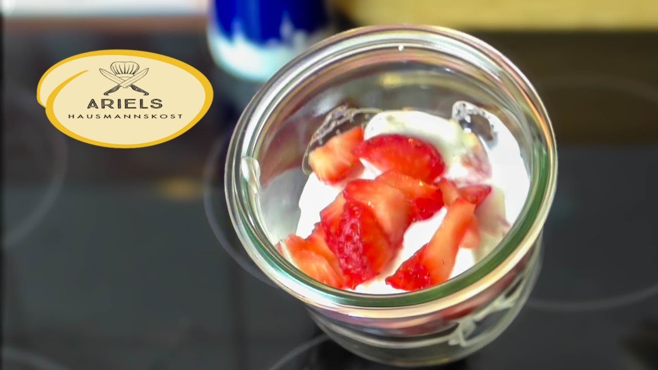 Quarkspeise mit Erdbeeren ist lecker und einfach in der Zubereitung, Hausmannskost, Quarkspeise,