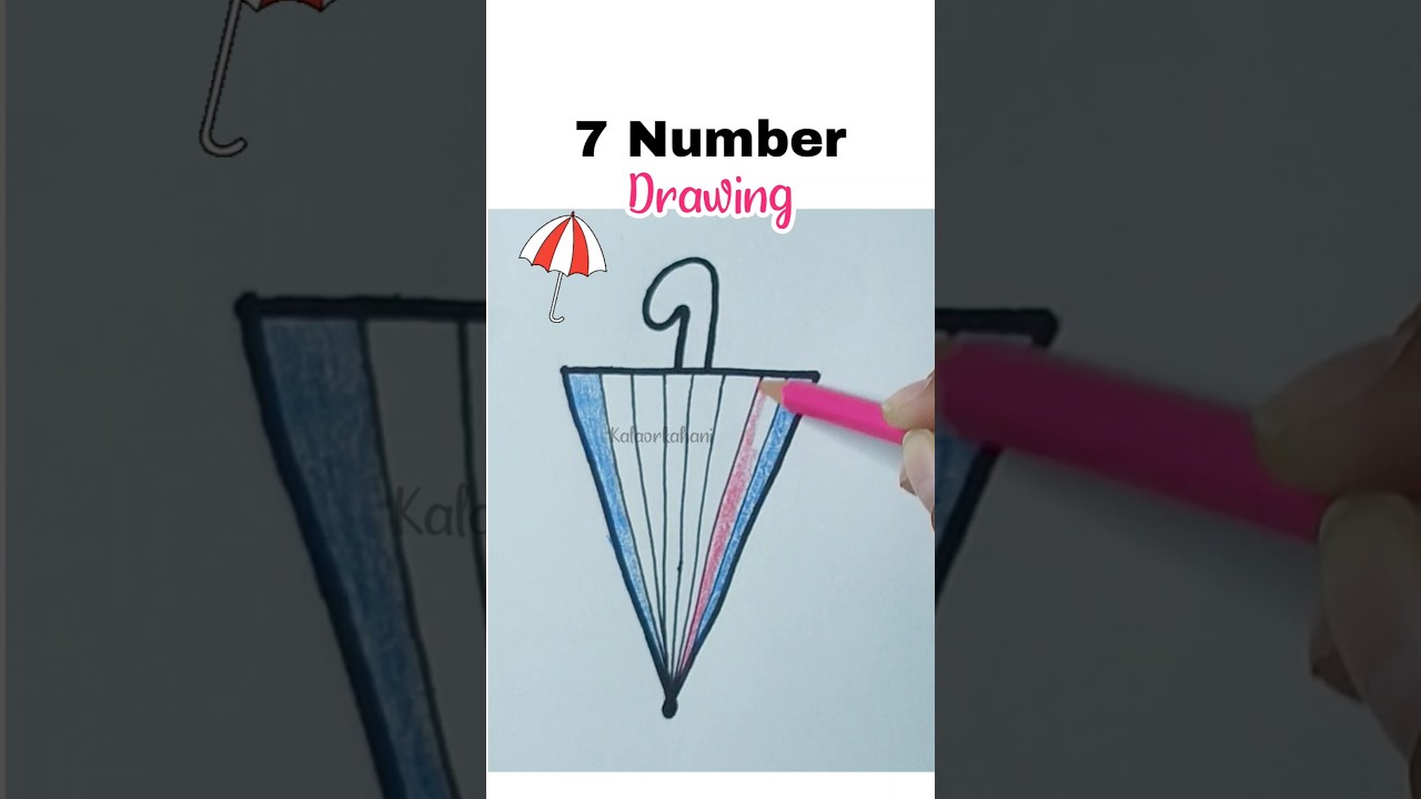 7 Number Umbrella Drawing ☂️ | Learn Numbers with Fun | Easy Drawing for Kids 