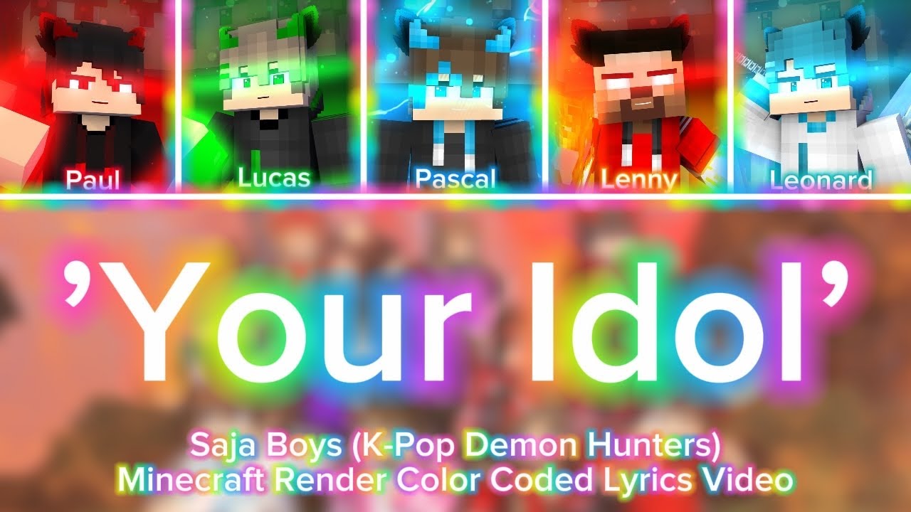 Saja Boys (K-Pop Demon Hunters) - ’Your Idol’ | Minecraft Render Video [Color Coded Lyrics] ♪