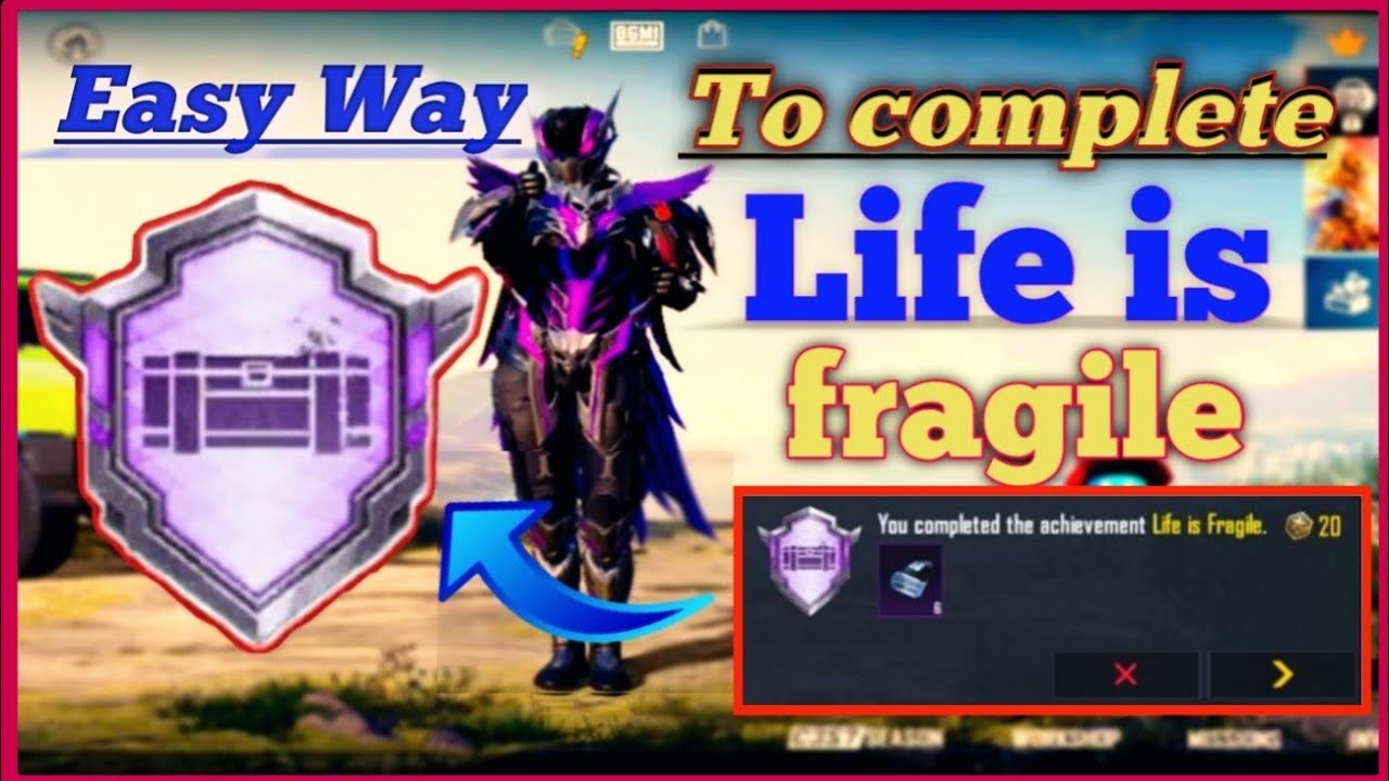 Easy Way To complete Life is fragile Achievement || Get New Trick In Bgmi | pubg mobile#bgmi #pubg