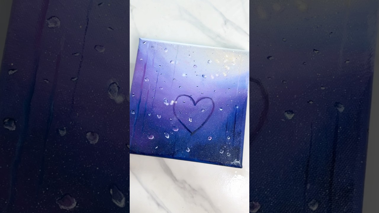 💜 Rainy window / rain drops on window painting with acrylic