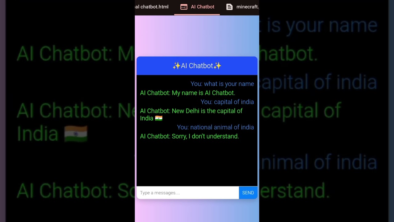AI chatbot using HTML, CSS, JAVASCRIPT.