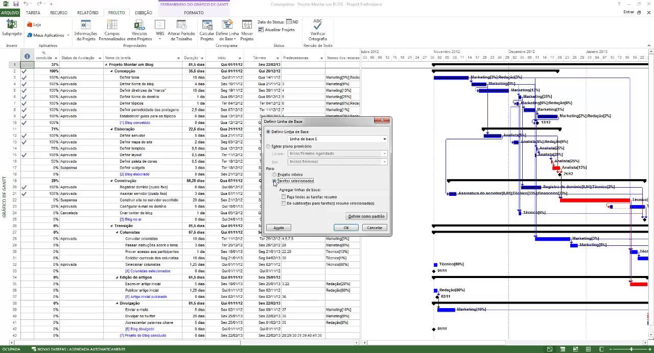 [MS Project 2013] Aula 13 - Linhas de Base do Projeto