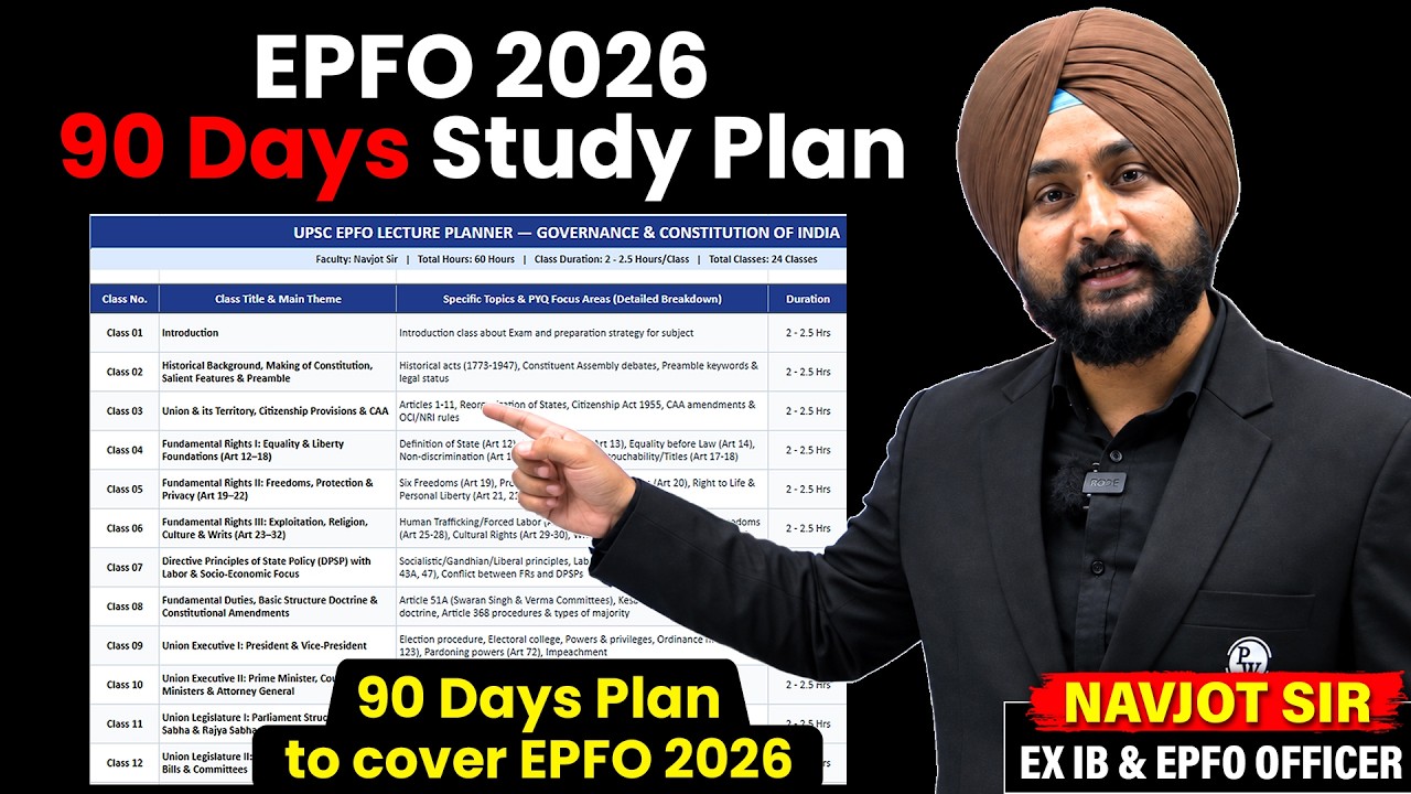 EPFO APFC 2026 Preparation Strategy: 90 Days Study Plan, Booklist & Daily Timetable | By Navjot Sir