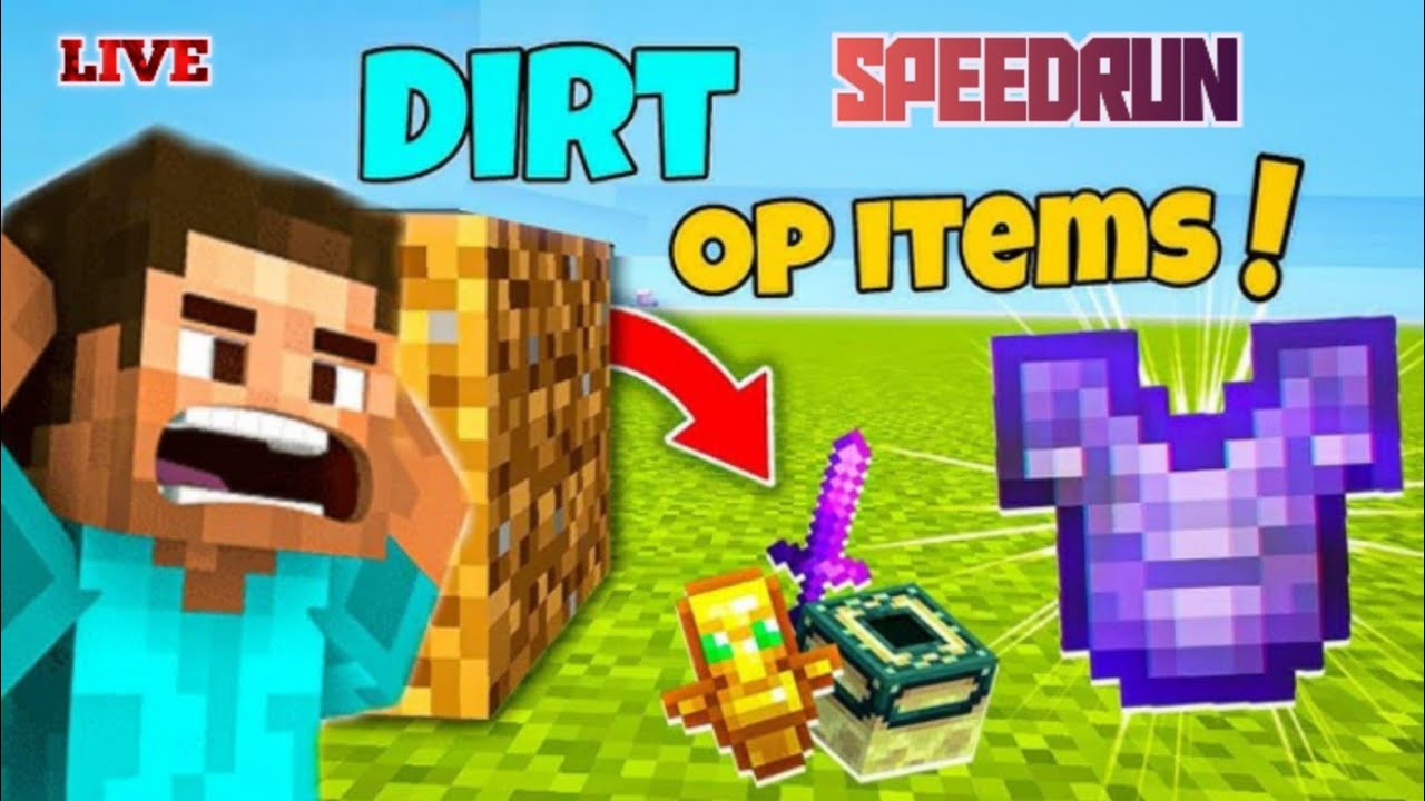 DIRT GIVE OP ITEMS || MINECRAFT || SPEEDRUN || DAY 1