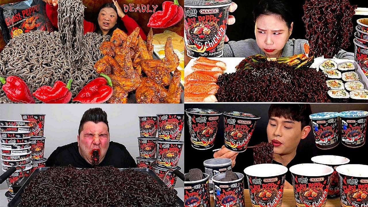 ASMR Extra Spicy Ghost Pepper Noodles| No Talking | Only Bites | ASMR Food Compilation |SPICY Food 