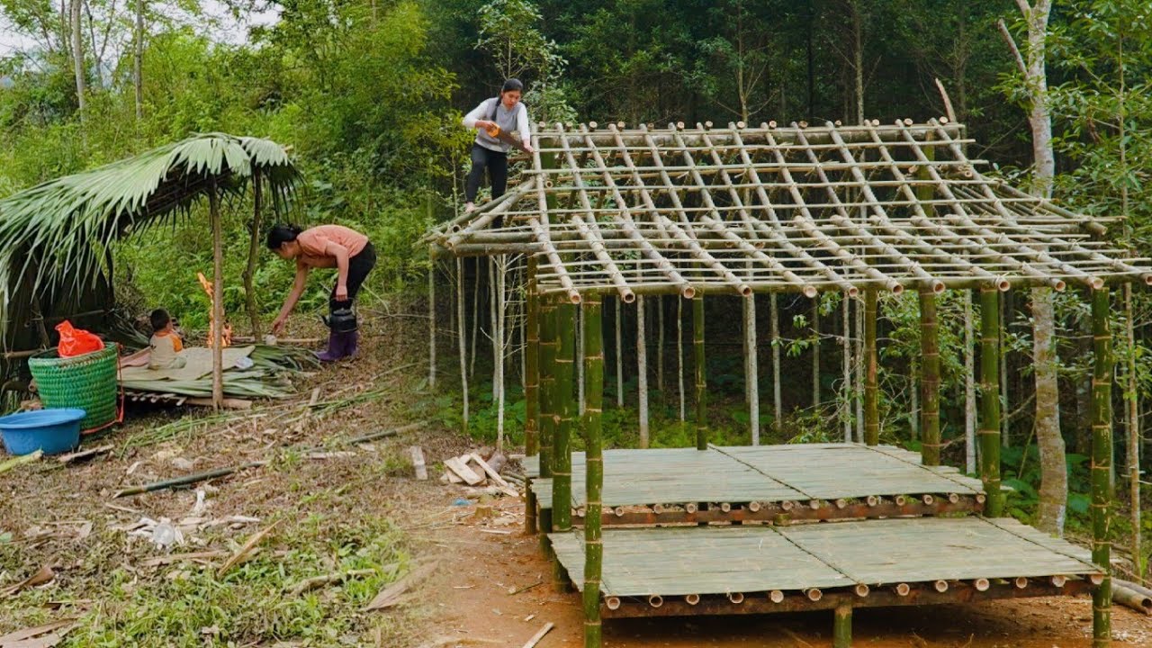 A Single Mother Builds a Bamboo House in 60 Days — From Scratch to 90% Completion