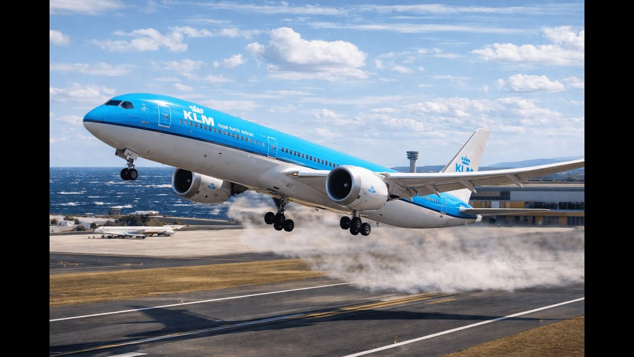 Rare! KLM Boeing 787-9 Takes Off from the Short Runway at Santos Dumont Airport! -4K