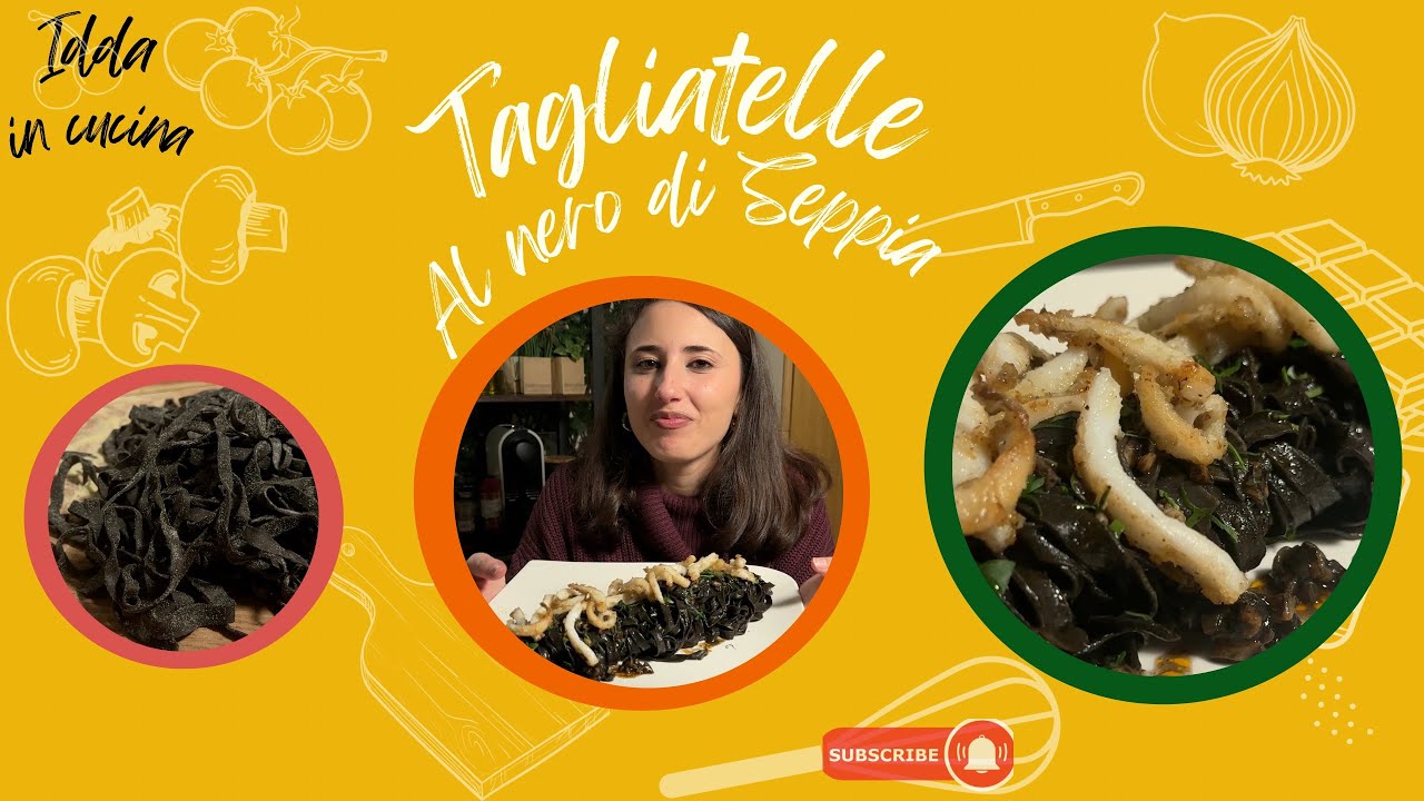 Tagliatelle al nero di seppia, con seppia croccante spadellata #tagliolini #nerodiseppia