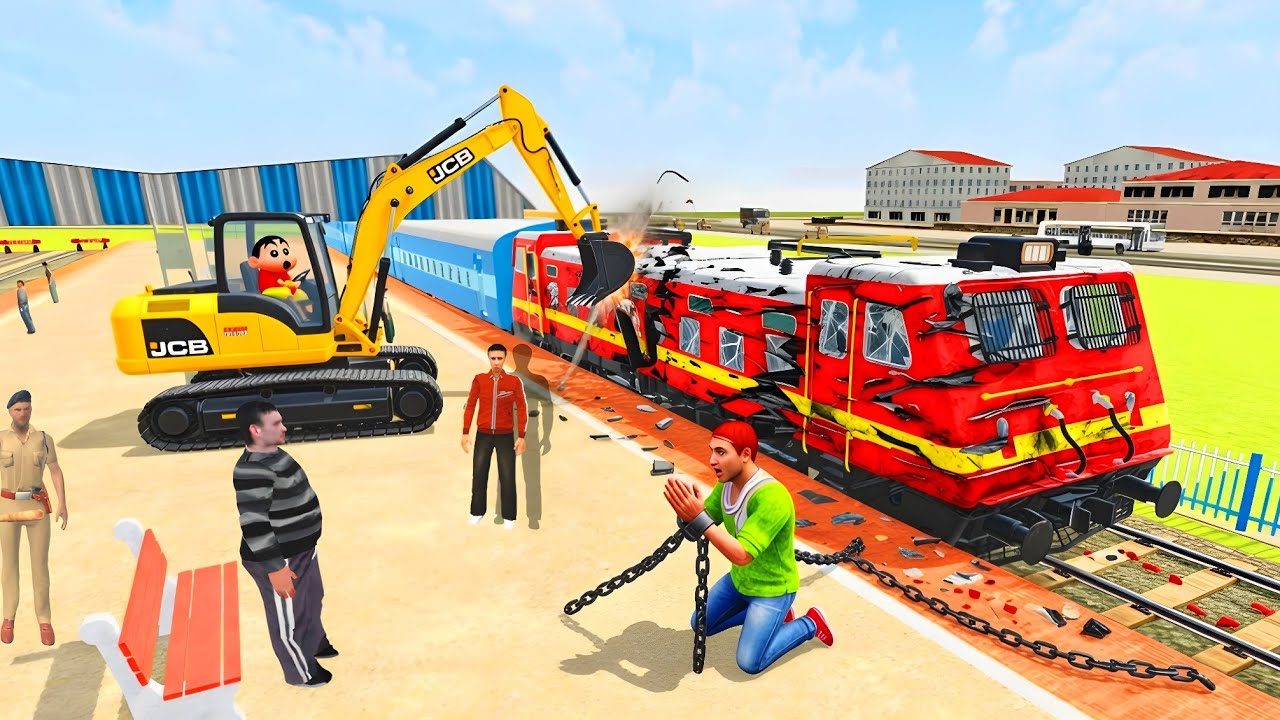 Shin-chain Ne JCB Se Train Tod Di Relway Station🤑 Indian Theft Auto Simulator | New update 💥🤩,