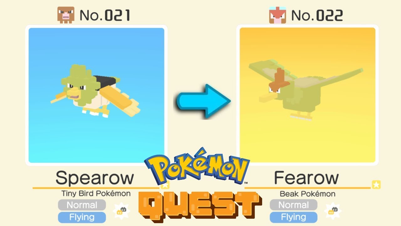 Pokemon Quest: Shiny Spearow Evolves Into Shiny Fearow | All Pokemon Evolution