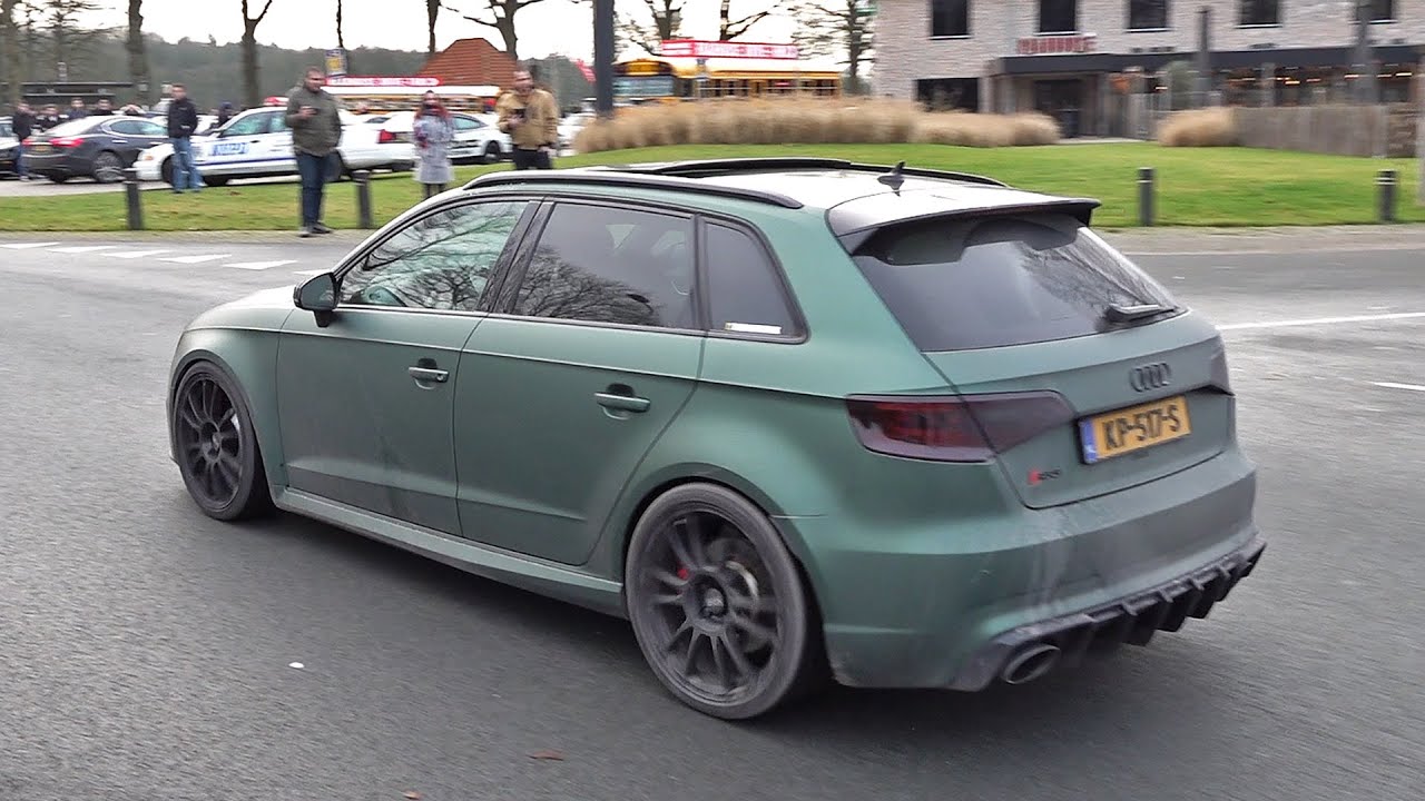 Audi RS3 Sportback 8V with Decatted Armytrix Exhaust System! Revs & Backfire!