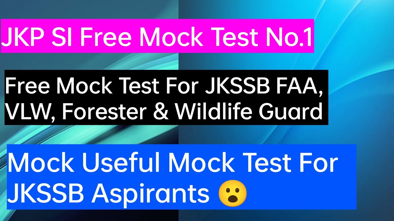 JKP SI Full Length Mock Test No.1|Mock Test For FAA Aspirants too|Panchayat Secretary|JKSSB Forester