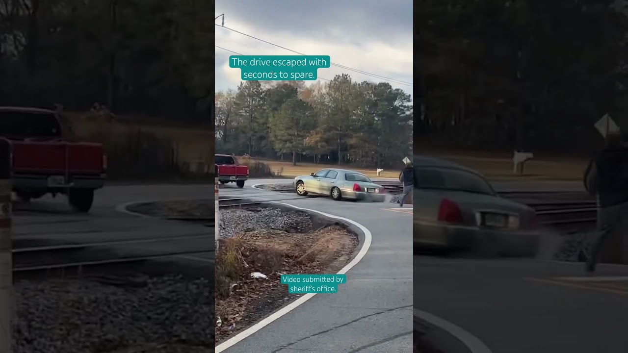 Drive escape train crash with 12 seconds to spare #georgia #train #crash
