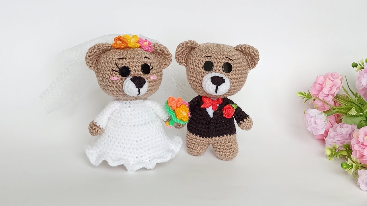 WOW!🌸🌸Не думала, что так будет красиво🌸Вязаные Мишки НЕВЕСТА и ЖЕНИХ крючком🌸🌸