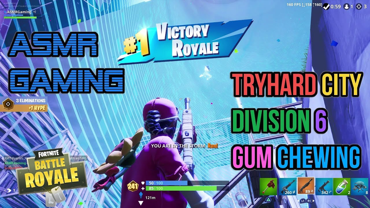 ASMR Gaming | Fortnite Tryhard City Division 6 Relaxing Gum Chewing 🎮Controller Sounds + Whispering😴