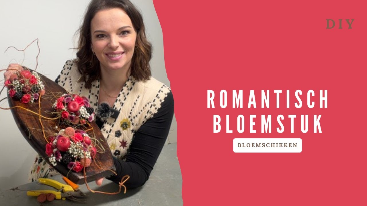 Romantische plank ❤️🌹| Bloemstuk | DIY | Cursus Bloemschikken #427 | Carlein Tukkers
