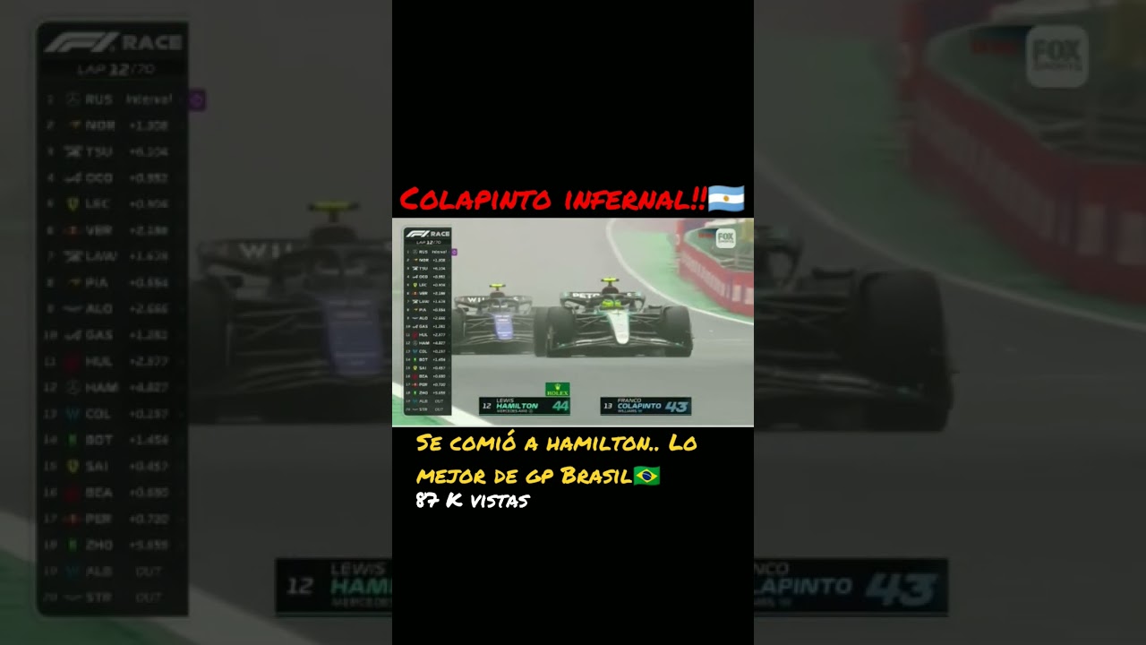 #colapinto vs #Hamilton  antes del choque #brasilgp #formula1 #F1 #argentina