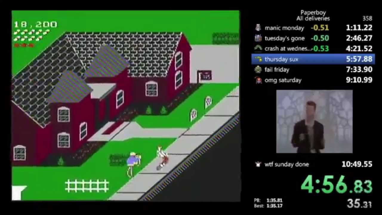 Paperboy NES All Deliveries speed run 10:44.19 old WR