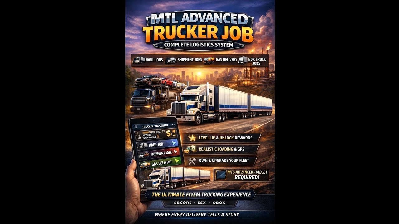 MTL-Advanced-Trucker-Job | QBcore, ESX, and Qbox available on Tebex link in description