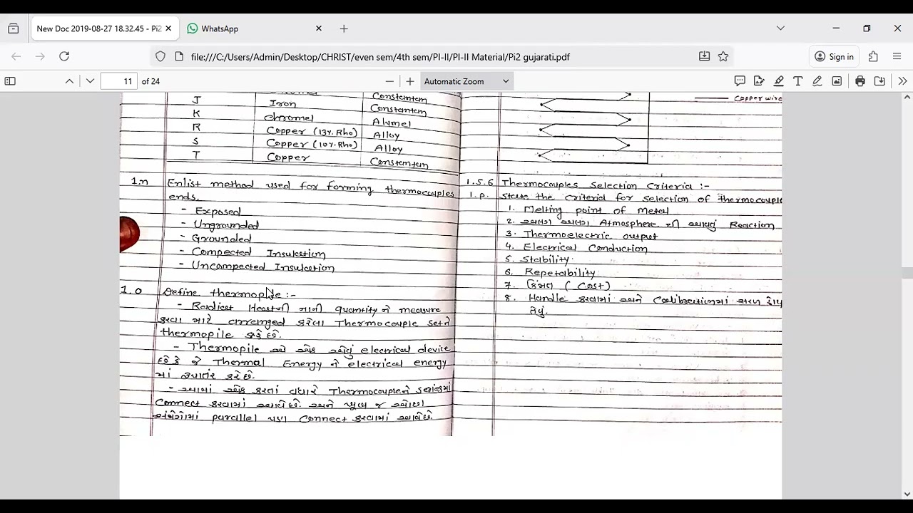 unit-1(PI-II):cold junction compensation,Thermocouple Types & Extension Wires & Selection Criteria