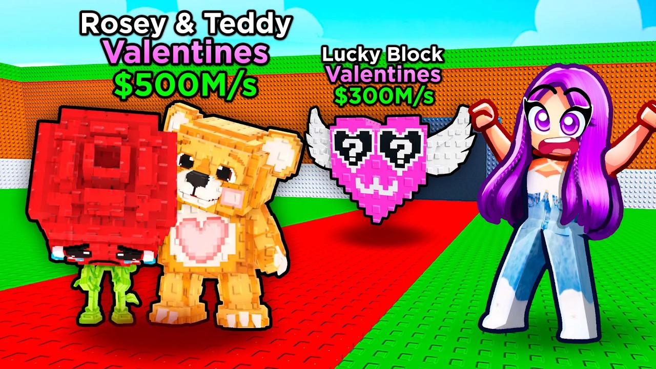 Giving My Crush 100 Lucky Blocks for 0.01% VALENTINE’S BRAINROT..