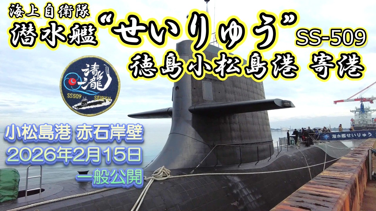 海上自衛隊　潜水艦　せいりゅう　SS-509　徳島小松島港赤石岸壁　一般公開