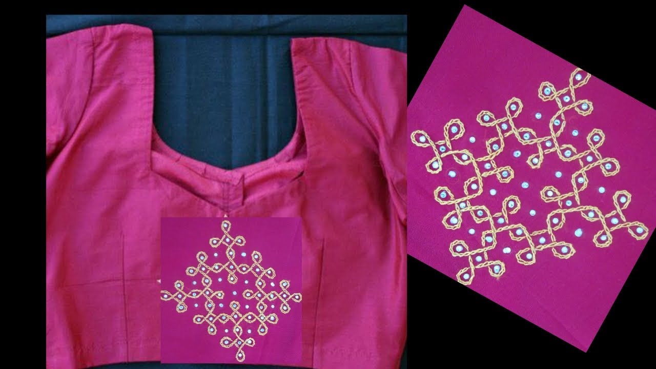 Simple and easy design on blouses | Kolam designs on blouses | Saba's Suvai