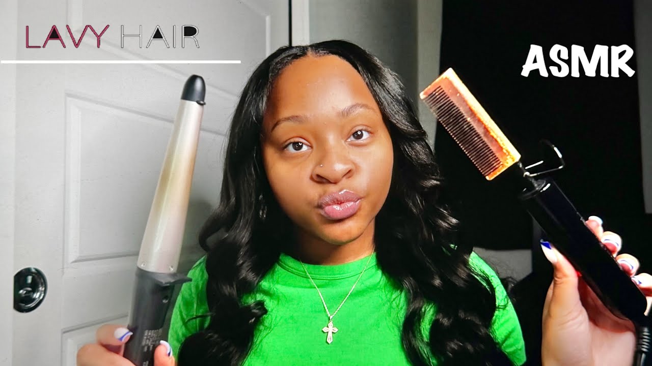 ASMR | How I Style My Bundles W/ Gum Chewing Ft. Lavy Hair! 💚