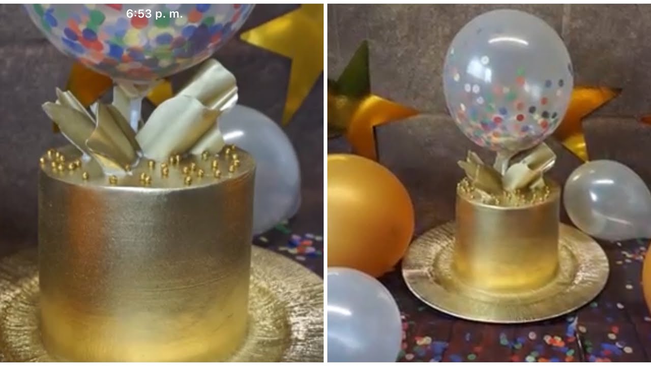Pastel Dorado En Chantilly y Cake Topper chocolate