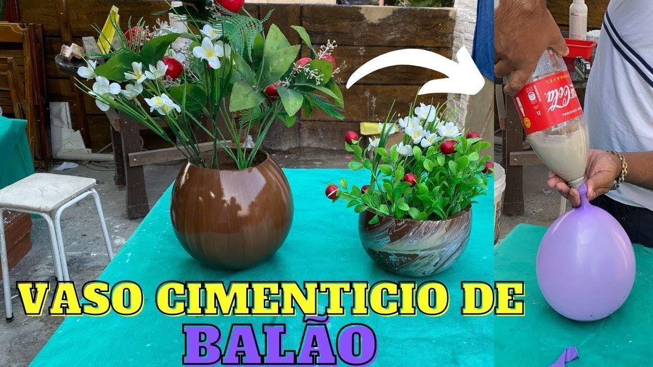 COMO FAZER VASO DE BALÃO COM GESSO E DESIGNER MODERNO  BALLOON FLOWER VASE   Diy vasos decorativos