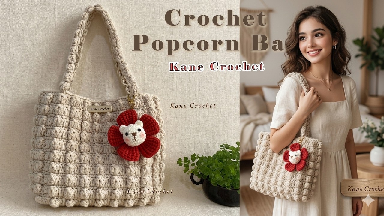 Crochet Bag 😊 Crochet Popcorn Bag Tutorial 😊 Step by Step for Beginners