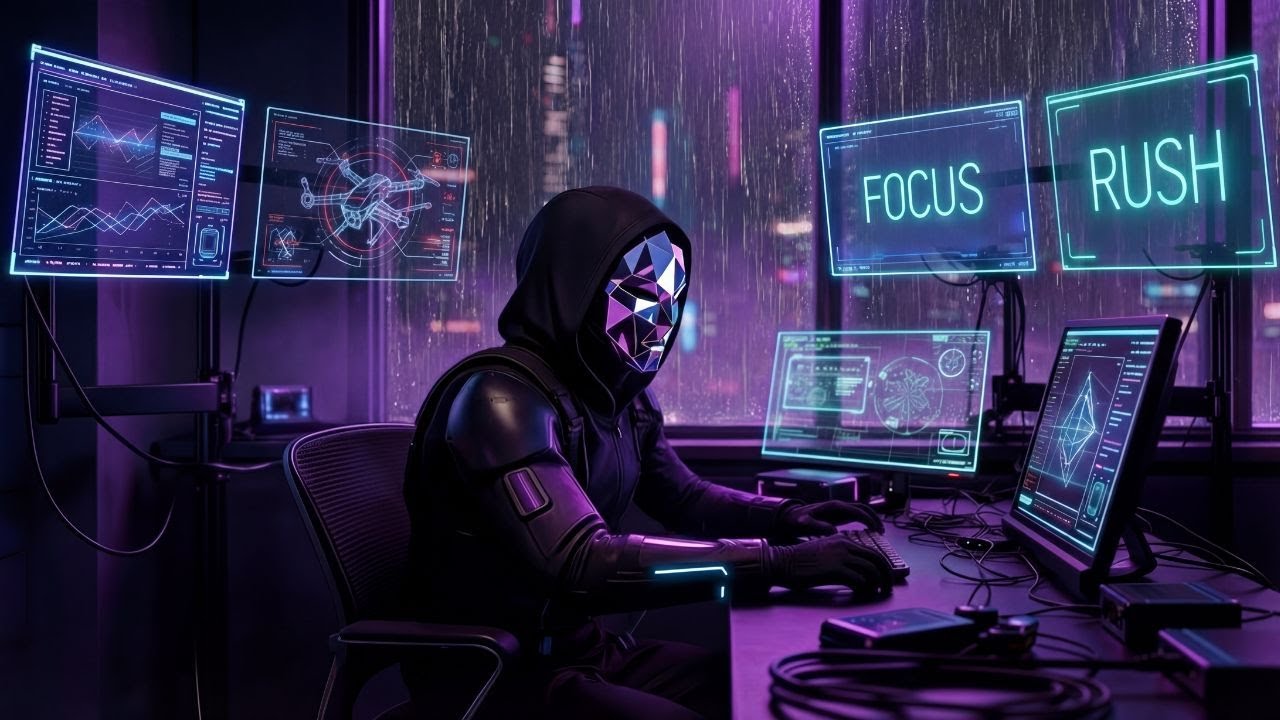 FOCUS // RUSH — Fast Cyberpunk Action Music for Coding & Productivity | HEX-44