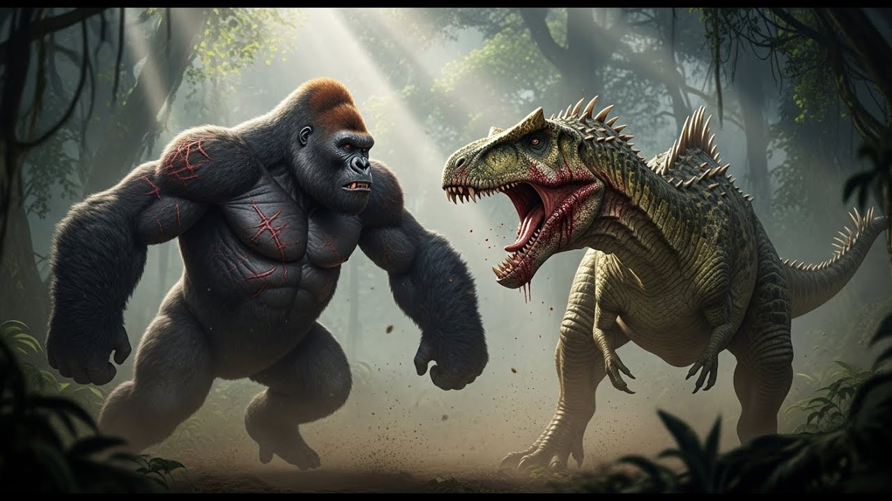 Deadly Jungle Duel: EPIC BATTLE: Kong battle Giganotosaurus
