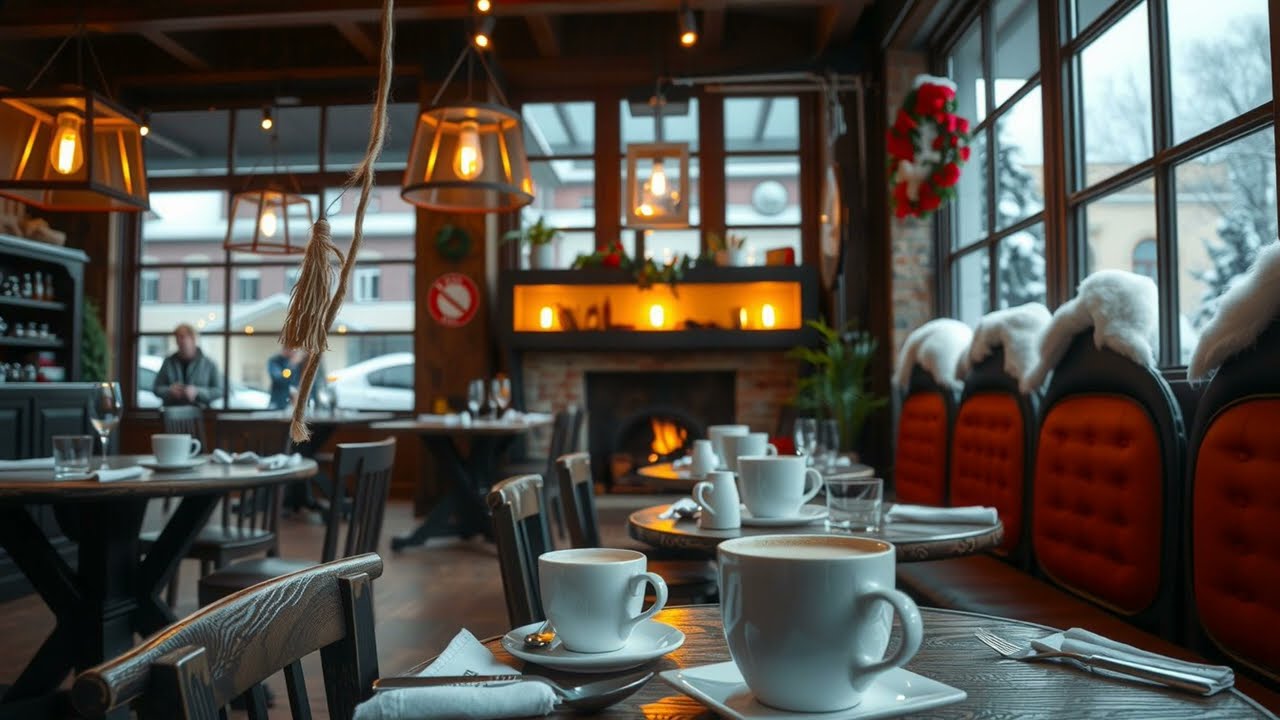 Cozy Winter Coffee Shop Sleep Music ☕❄️ Warm Jazz Piano Ambience for Deep Relaxation & Rest