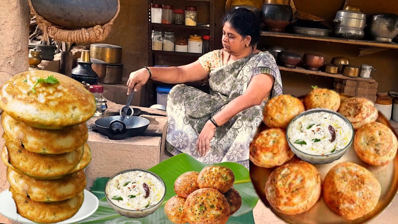 Traditional Bun dosa recipe | traditional lifestyle | Village cooking | Green Grass stories