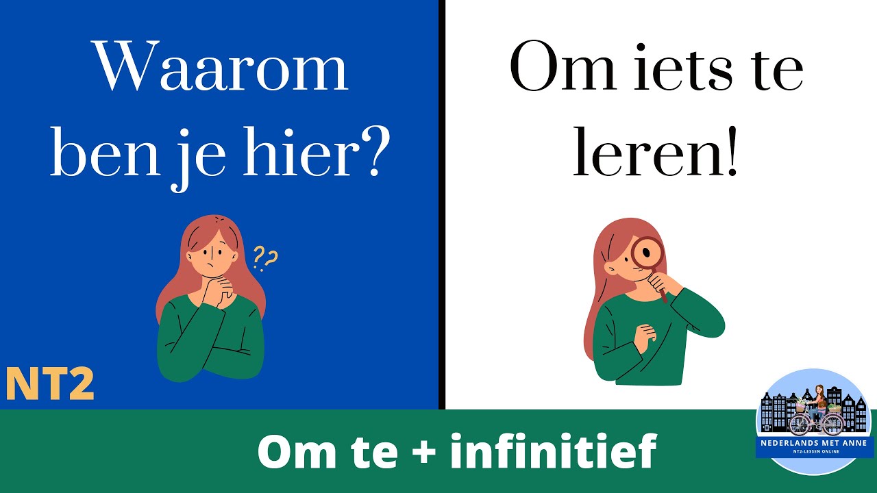 🧐OM .. TE + werkwoord. Zinnen maken met ‘om te’. Nederlands leren: NT2, A2-B1 (word order Dutch)