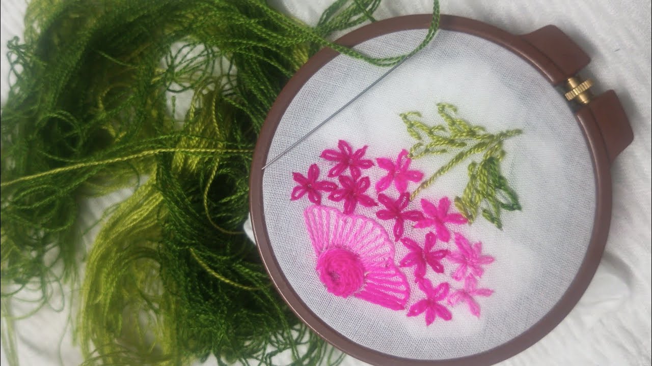 Cut flower 💐🌺-Roksana akter ❤️#embroidery #art #flower decoration #baby fork embroidery 🪡
