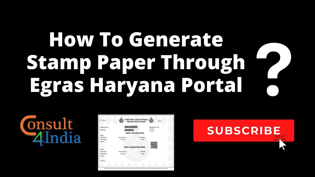 Step by step guidance to generate Stamp Paper through Egras Haryana portal.