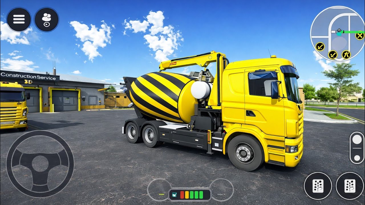 Yellow Cement Mixer Truck Driving Game | Realistic Construction Simulator Gameplay