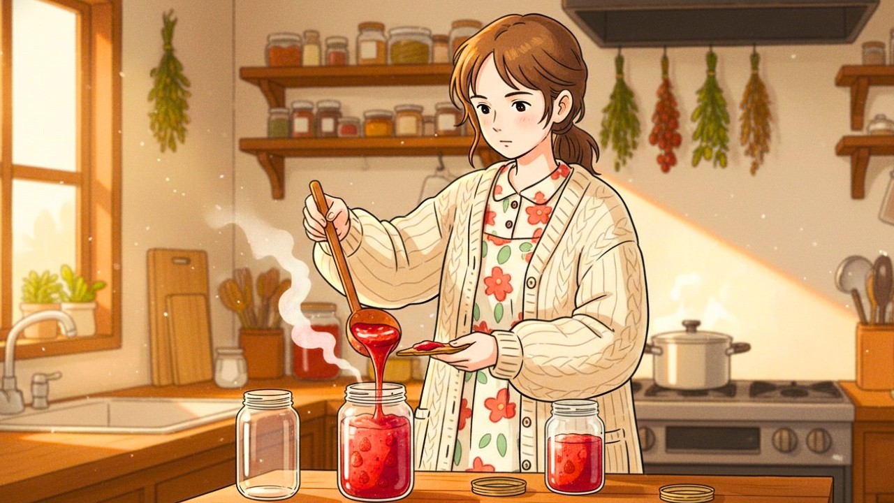 Making strawberry jam | Preserving the sweetness of spring in a jar | Ghibli Style ASMR