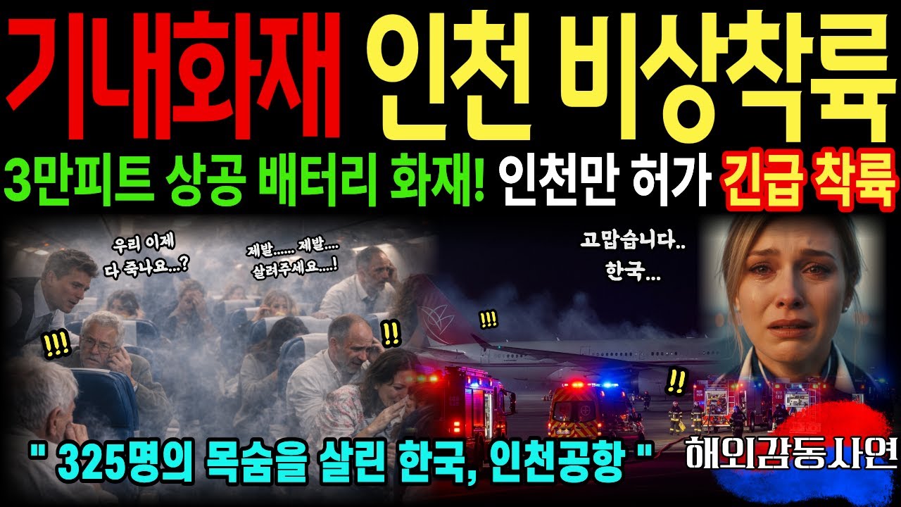 [해외감동사연] 전 세계가 거절한 밤... 배터리 화재에 오갈데 없던 독일발 비행기! 한국의 인천공항만 열렸다! 독일 승무원이 오열한 이유!