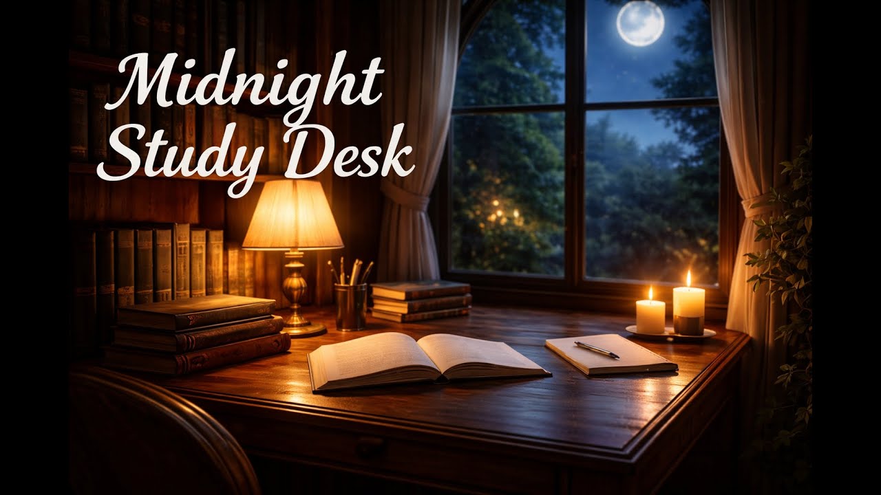 Midnight Study Desk 🕯️ Calm Ambient Music for Focus & Late-Night Study